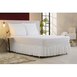 Saia para Cama Box Queen Size Elástico Ajustável - Branca - 1