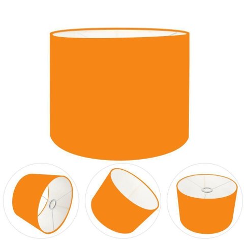 Cúpula Abajur e Luminária Cilíndrica Vivare Cp-7011 Ø30x21cm - Bocal Nacional Laranja