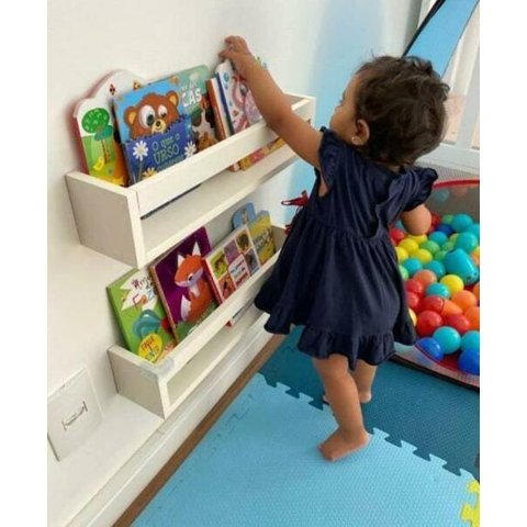 Kit 2 Prateleiras para Livros Enfeite Nicho Branco