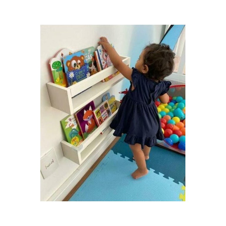Kit 2 Prateleiras para Livros Enfeite Nicho Branco