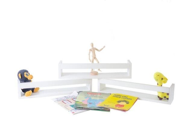 Kit 3 Prateleiras para Livros Leiturinha Enfeite Nicho Branco Montessori - 2