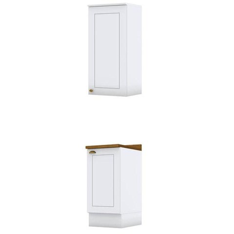 Balcão com Tampo Nature e Armário 40cm Americana Branco Hp - Henn