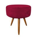 Ver imagem 1 de Puff Banqueta Redonda Veludo Pés Palito Castanho Vermelho