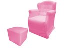 Ver imagem 1 de Poltrona Cadeira De Amamentação Com Balanço E Puff Manu Suede Rosa Bebê Ms Decor