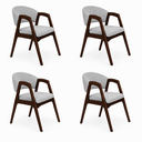 Ver imagem 1 de Kit 4 Cadeiras de Jantar Gabriela Madeira em Linho Estofada:Cinza Prata Linho/Castanho