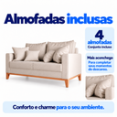 Ver imagem 3 de Sofá Living Beny 2 Lugares 140cm Linho Base Madeira - Bege