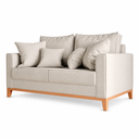 Ver imagem 1 de Sofá Living Beny 2 Lugares 140cm Linho Base Madeira - Bege