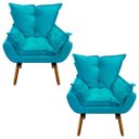 Ver imagem 1 de Kit 2 Poltronas Mariana Suede Azul Turquesa Slk Decor