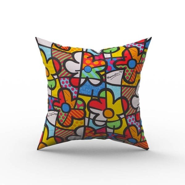 Capa de Almofada em Tecido Impermeável Acqua Linea Romero Britto RB3 - 1
