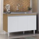 Ver imagem 1 de Balcão de Cozinha Manu 3 Portas 1 Prateleira MDP 120cm Amêndoa Branco AJL Móveis