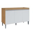 Ver imagem 2 de Balcão de Cozinha Manu 3 Portas 1 Prateleira MDP 120cm Amêndoa Branco AJL Móveis