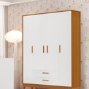 Ver imagem 1 de Guarda-Roupa para Quarto de Bebê 4 Portas Flip Branco/Fosco/Savana