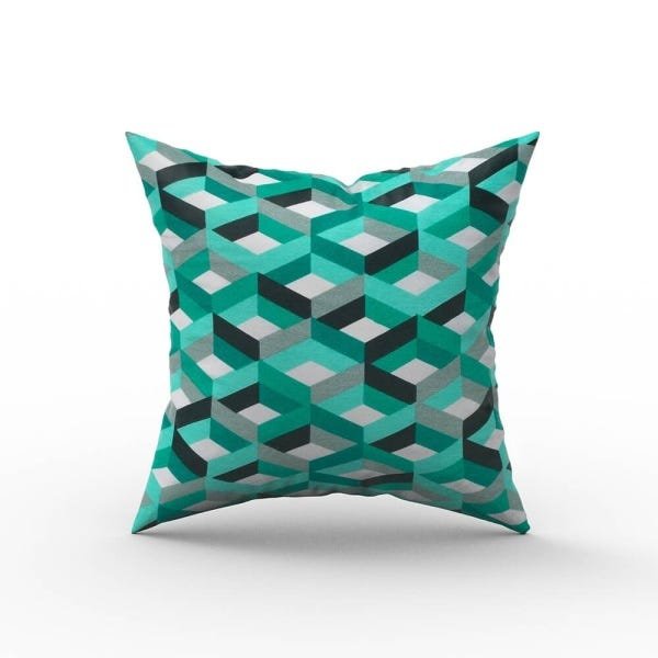 Capa de Almofada em Tecido Impermeável Acqua Linea Geometric Esmeralda - 1
