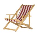 Ver imagem 1 de Espreguiçadeira Preguiçosa Adulto Dobrável Madeira Maciça Natural com Tecido - Listrado Vermelho