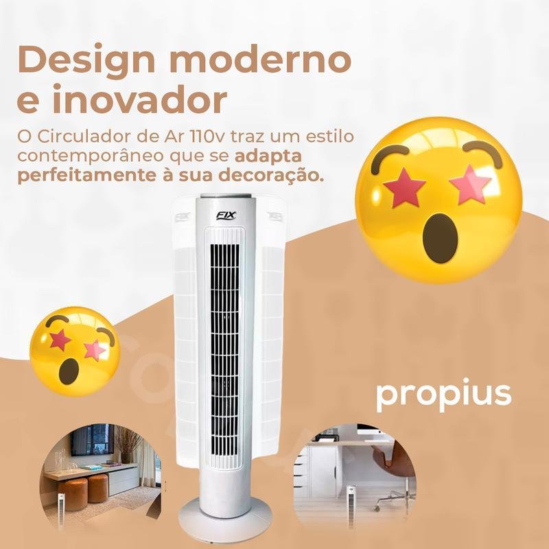 Circulador Ar 220v Ventilador Turbo Silencioso Coluna Torre - 2