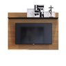 Painel Yates para TV 55 Polegadas com Prateleira Noce Milano/ Preto Fosco para Sala Recepção - 1