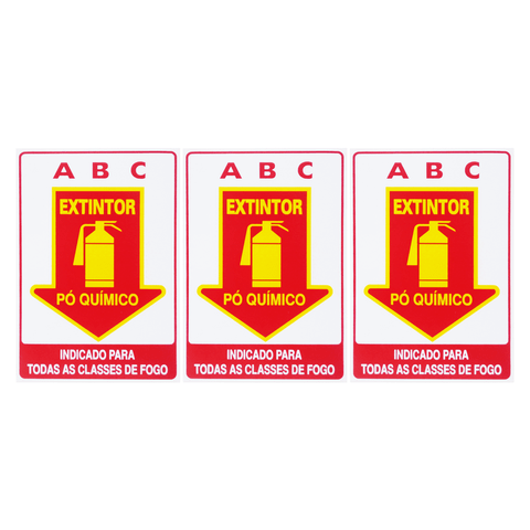 Combo 3 Placas De Sinalização Extintor ABC Pó Químico 20x30 Acesso - X-715 F9e