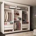 Ver imagem 2 de Guarda-roupa Casal Maria Helena 3 Portas de Correr 4 Gavetas Espelhado Branco - Panorama Móveis