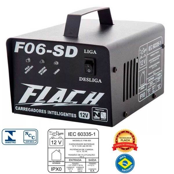 Carregador de Bateria Inteligente 6A Bivolt Flach F06sd - 4