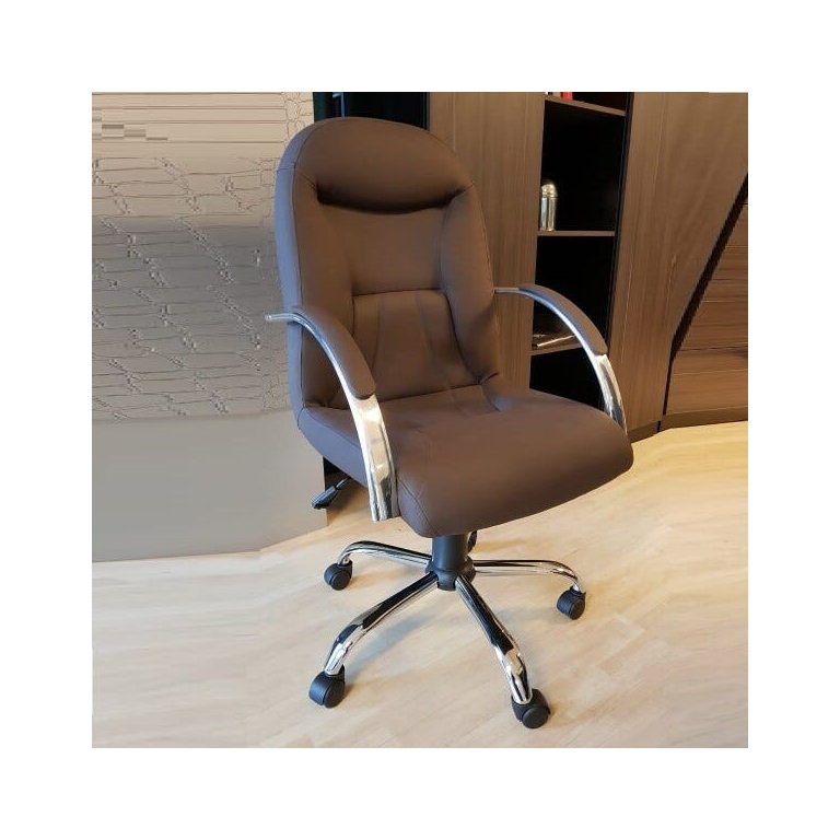 Cadeira de Escritório Giratória Presidente Nr17 Ergonômica Day Marrom Base Cromada Comprealegre