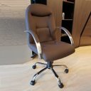 Ver imagem 1 de Cadeira de Escritório Giratória Presidente Ergonômica Day Marrom Base Cromada