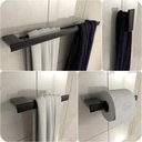 Ver imagem 1 de Kit 4 Acessórios para Banheiro Preto Master Toalheiro Duplo