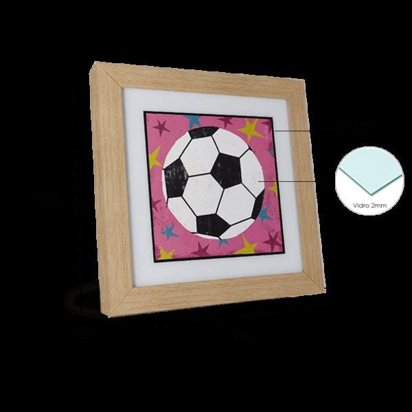 Kit de 2 Quadros “Soccer & Baseball” 48X48Cm com Vidro 3Mm e Moldura Em Madeira Na Cor Palha - 3