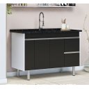 Ver imagem 1 de Gabinete Cozinha Mdf 1,14m Elegance com 4 Pés e Amplo Espaço:preto