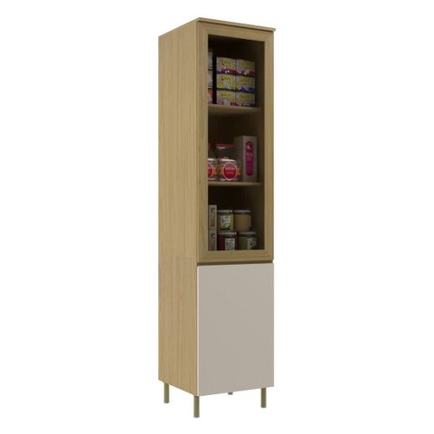 Paneleiro 50cm Vidro Florenca Moveis Sul Canary/off White