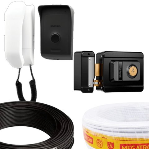 Kit Porteiro Eletrônico e Fechadura e Cabos Intelbras