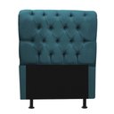 Ver imagem 3 de Kit Cabeceira + Calçadeira Baú Capitonê Livia 90cm Solteiro Para Cama Box Suede Azul Turquesa - Gat