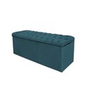 Ver imagem 5 de Kit Cabeceira + Calçadeira Baú Capitonê Livia 90cm Solteiro Para Cama Box Suede Azul Turquesa - Gat