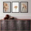 Ver imagem 2 de Kit 3 Quadros Decorativos Elegantes Flores Bege 24x18cm:madeira Preta