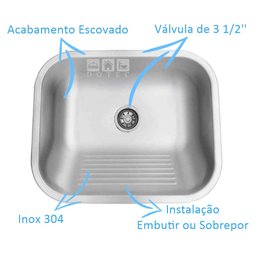 Tanque Inox 40x40x22cm Com Torneira Gourmet Jr. De Bancada - 3