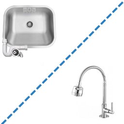 Tanque Inox 40x40x22cm Com Torneira Gourmet Jr. De Bancada - 1