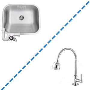 Tanque Inox 40x40x22cm Com Torneira Gourmet Jr. De Bancada