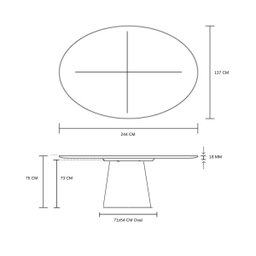 Mesa de Jantar Cone Oval 244x137cm Laca Branca - 4