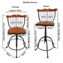 Ver imagem 2 de Kit de 3 banquetas bistrô para cozinha ferro e madeira artesanal