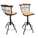 Ver imagem 1 de Kit 2 Banquetas Bistrô Rustica em Ferro e Madeira