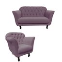 Ver imagem 3 de Kit Namoradeira + 1 Poltrona Decorativa Dália Veludo Rosê