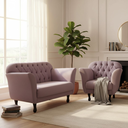 Ver imagem 2 de Kit Namoradeira + 1 Poltrona Decorativa Dália Veludo Rosê