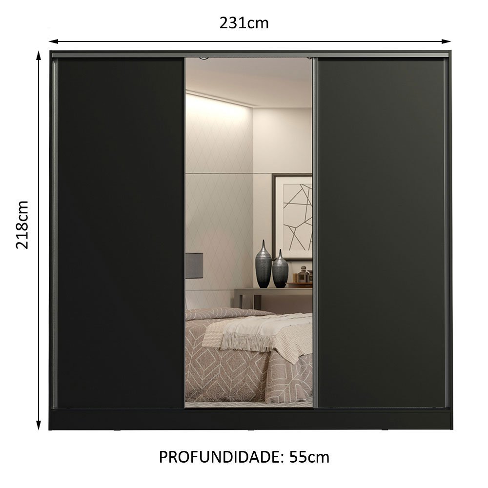 Guarda-roupa Casal 100% Mdf Madesa Royale 3 Portas de Correr com Espelho - 5