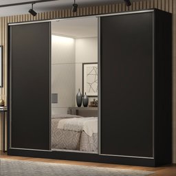 Guarda-roupa Casal 100% Mdf Madesa Royale 3 Portas de Correr com Espelho - 2