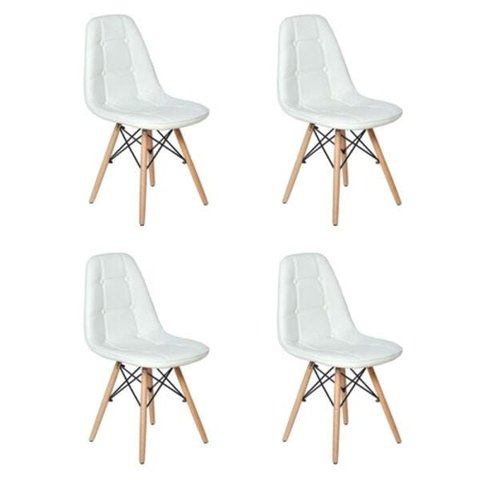 Kit 4 Cadeiras Eames Dsw Botonê Branca