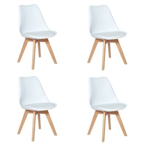 Kit 4 Cadeiras Saarinen Wood Branca