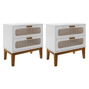 Kit 2 Mesas de Cabeceira Santorini 2 Gavetas 60 Cm Branco