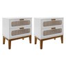 Kit 2 Mesas de Cabeceira Santorini 2 Gavetas 60 Cm Branco - 1