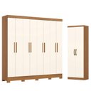 Ver imagem 1 de Guarda Roupa Casal 8 Portas 4 Gavetas Prime B51 com Armário Multiuso Margarida Cinamomo Off White- H