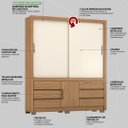 Ver imagem 7 de Guarda Roupa Casal 3 Portas e 6 Gavetas Arbo - Amêndola Touch/ Off White