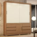 Ver imagem 1 de Guarda Roupa Casal 3 Portas e 6 Gavetas Arbo - Amêndola Touch/ Off White
